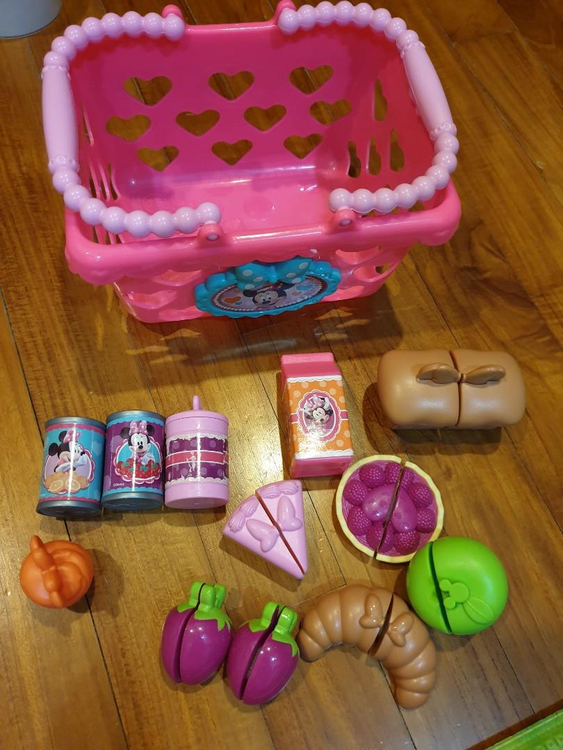Minnie Mouse Grocery Basket and play food, Babies & Kids, Toys