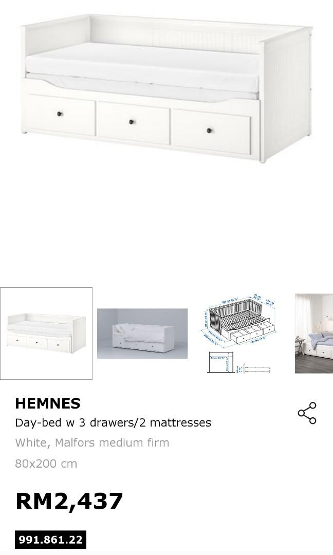 Moving out! IKEA Hemnes Daybed with one IKEA Mattress, Furniture & Home