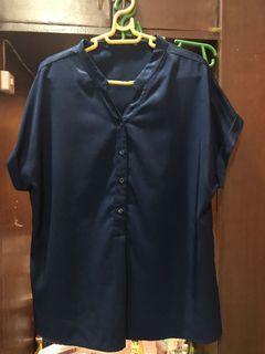 Navy blue chinese collar top