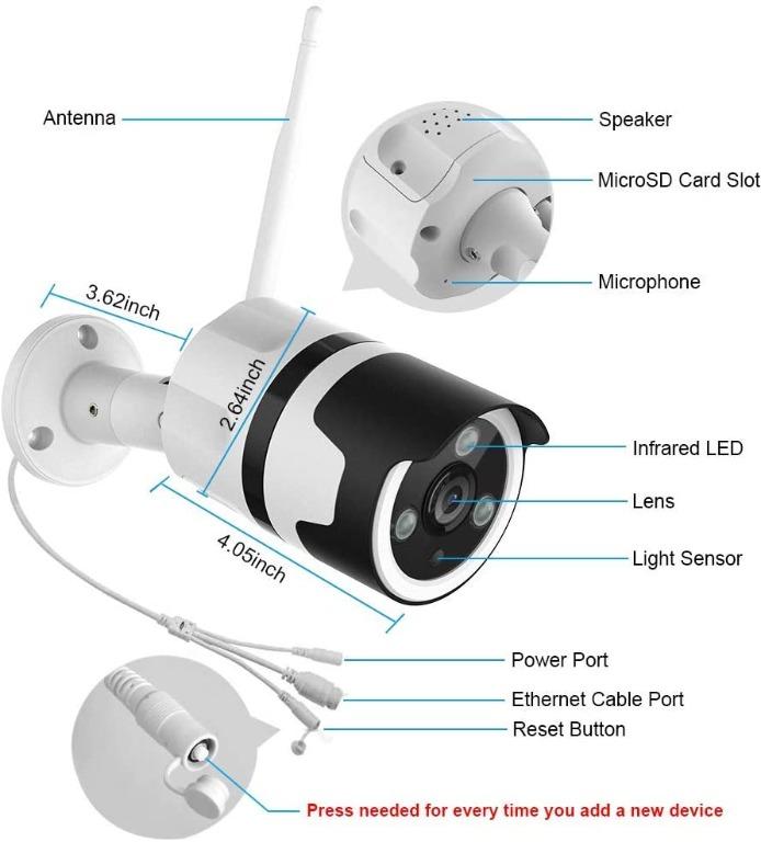 Indoor Camera, Netvue Home Security Camera, PTZ Surveillance WiFi Cameras -  Only 2.4GHz Wi-Fi, Black