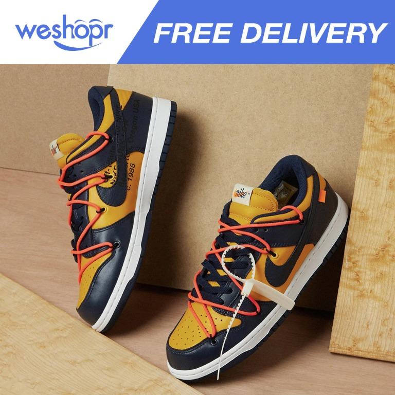 Nike Dunk Low Off White University Gold Midnight Navy Men s