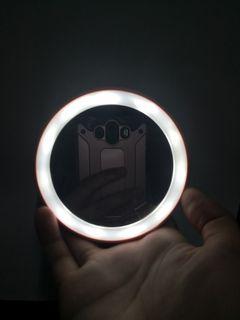 Portable mirror with light
