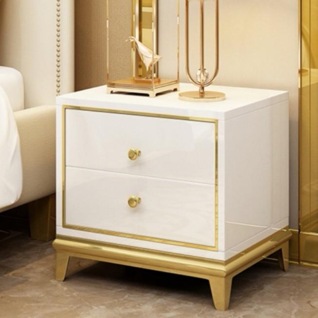 Smooth Closing Hotel Luxury White Gold Drawers Bedside Table Furniture Tables Chairs On Carousell