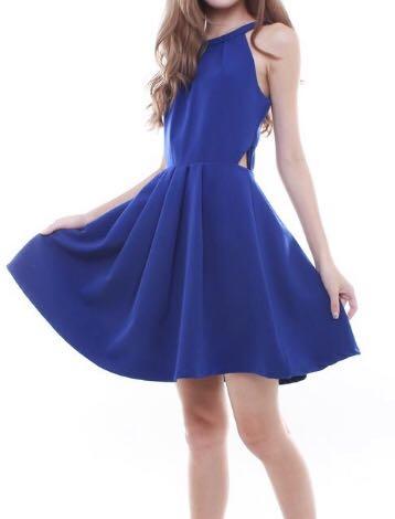 Spice It Up Fit & Flare Pleated Dress in Royal Blue, Women's Fashion, Tops,  Sleeveless on Carousell