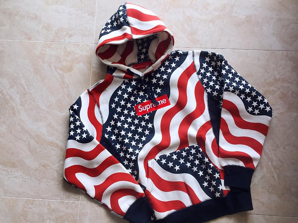 supreme box logo hoodie american flag