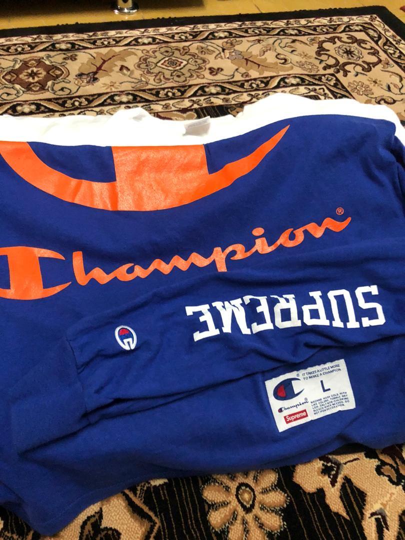 Supreme x Champion Long Sleeve Tee Royal SS17 Men s Fashion Tops