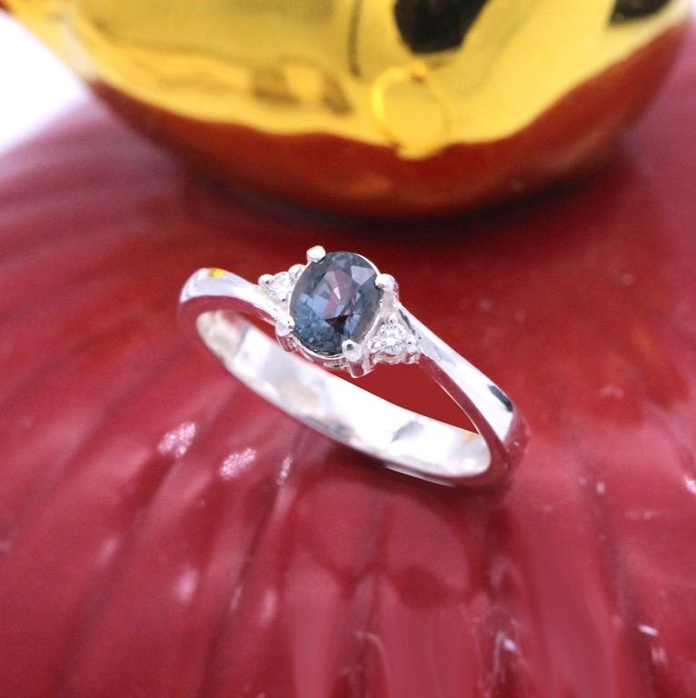 Natural Teal Dark Blue Sapphire Diamond White Gold Colour Engagement Ring Women Ring Silver Solitaire Er009 Tigarpaws Women S Fashion Jewellery Rings On Carousell