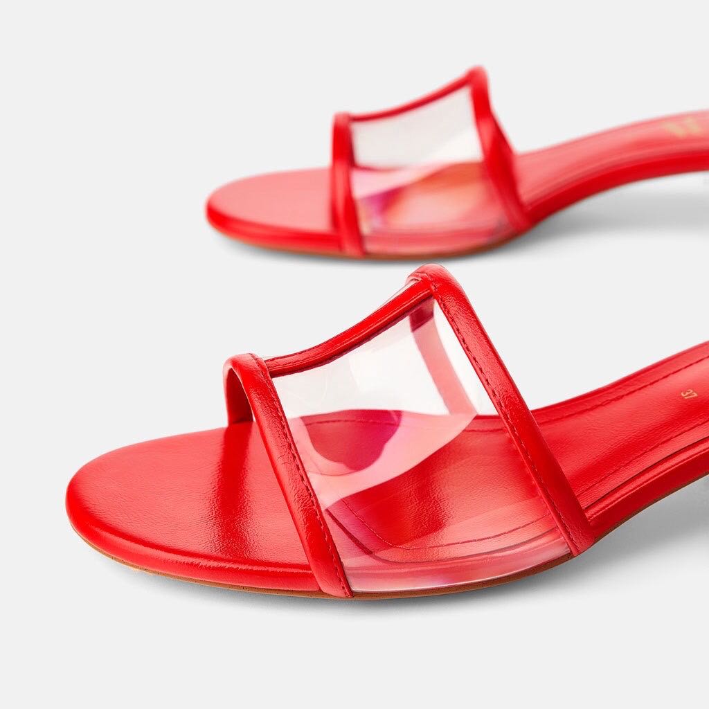 red vinyl heels