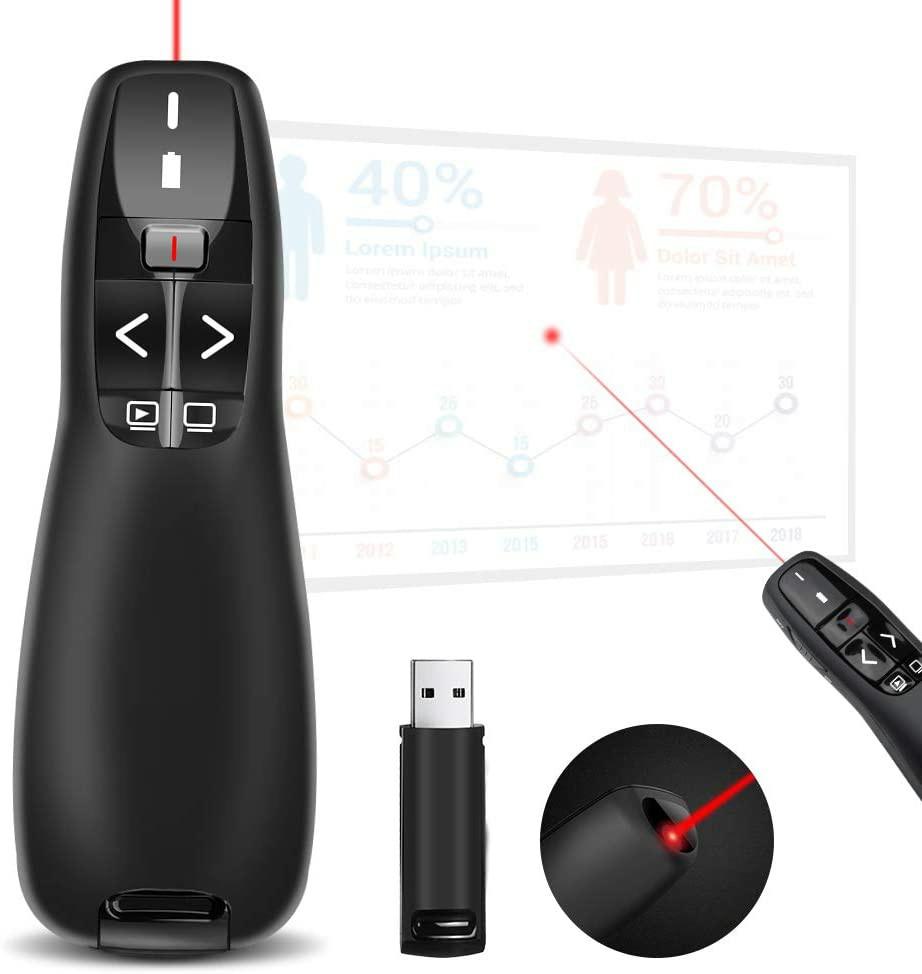1840) Doosl Wireless USB Presentation Clicker Red Laser Pointer