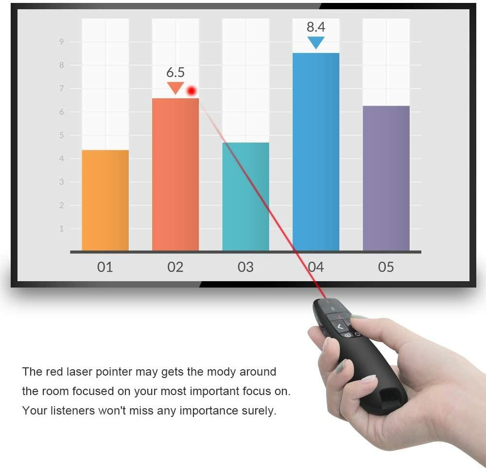 1840) Doosl Wireless USB Presentation Clicker Red Laser Pointer