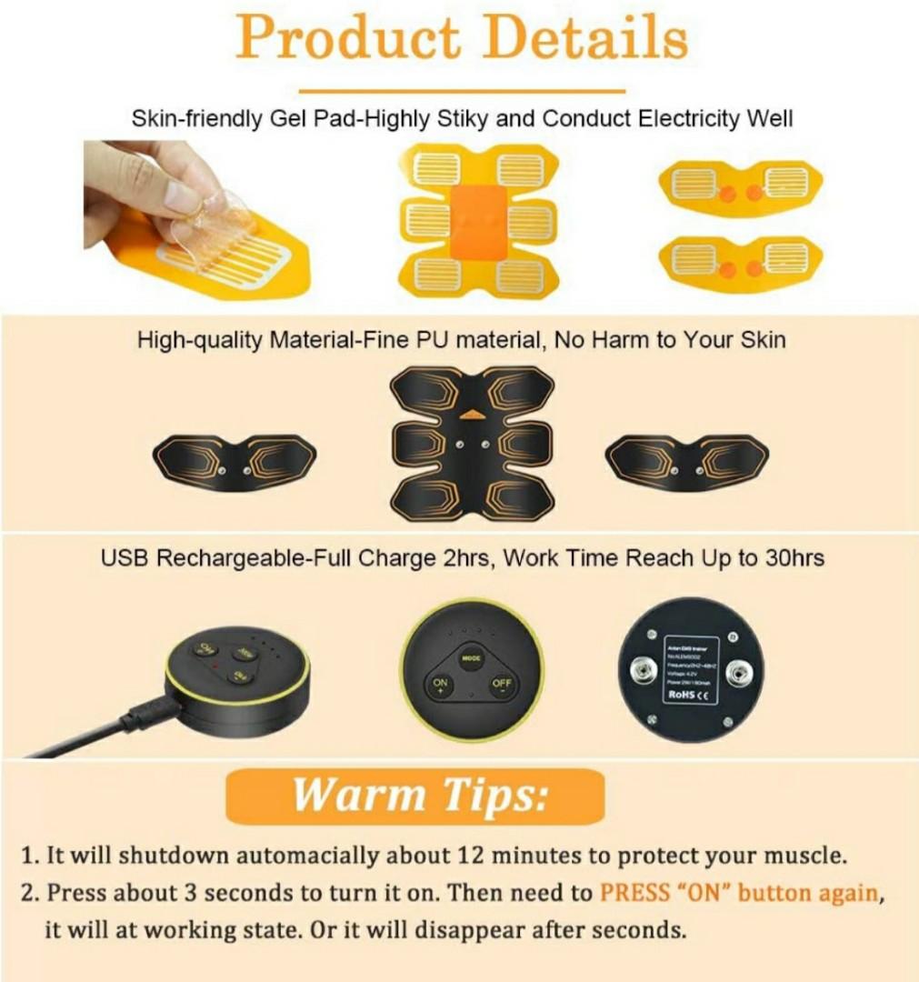 ABS Muscle Stimulator, ANLAN EMS Abdominal Muscle Toner Electronic Muscle Trainer, USB