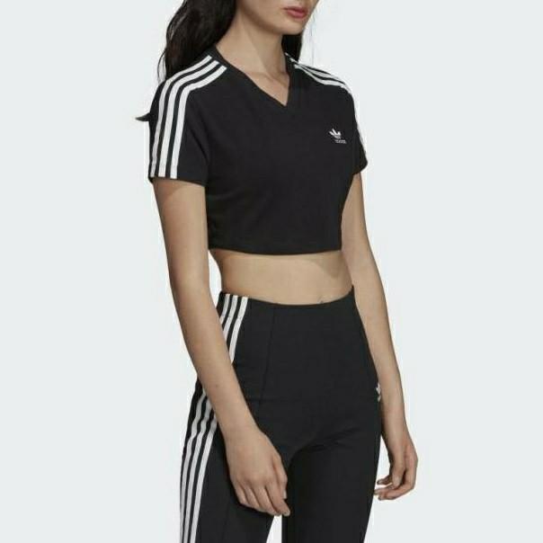 Adidas black crop clearance