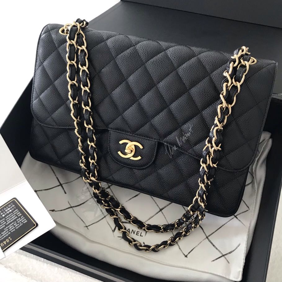 Chanel jumbo store caviar gold