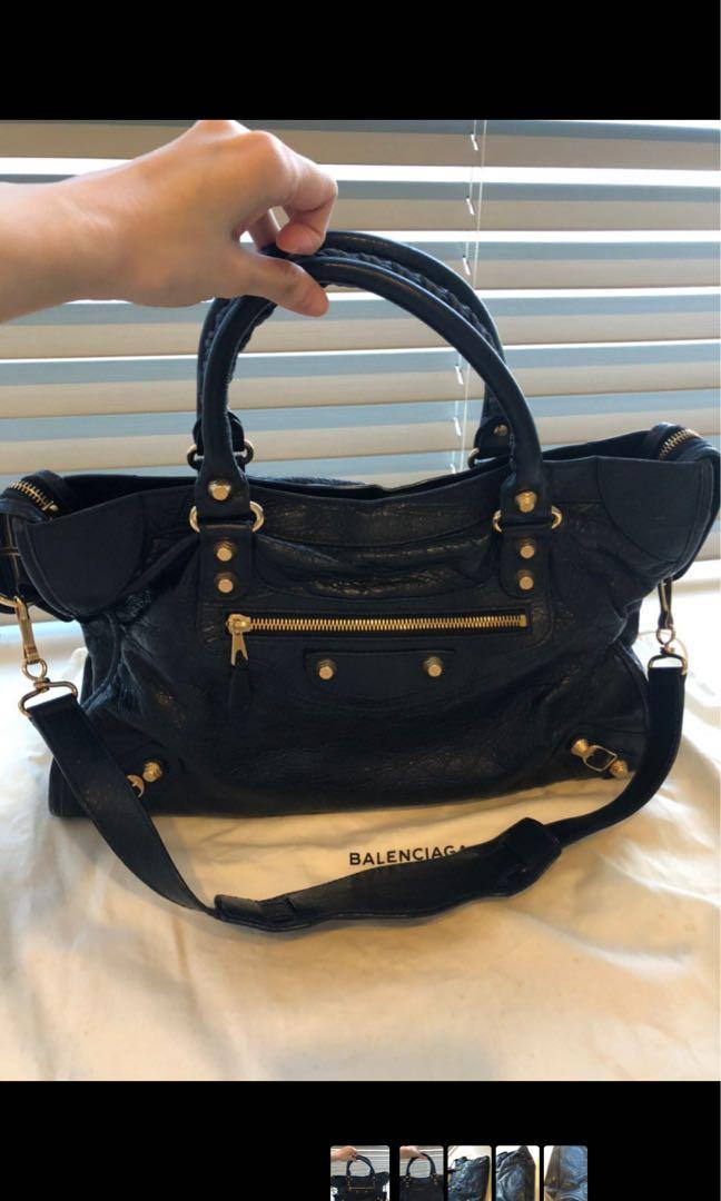 Balenciaga Giant City Navy Blue Gold Hardware Bag Authentic