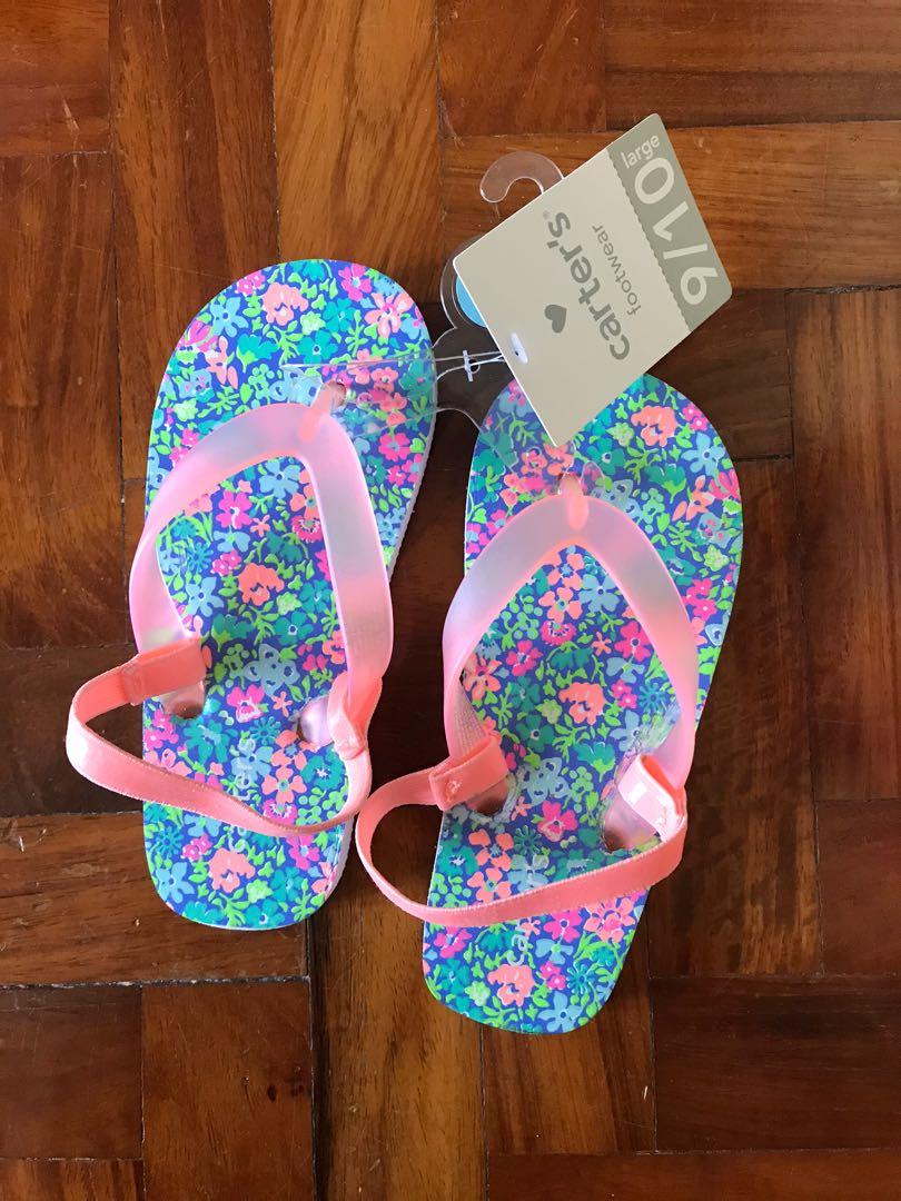 girls flip flops size 9