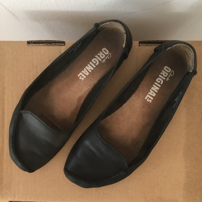 Clarks Originals Black Leather Lugger Pumps Flats UK 6 Women s