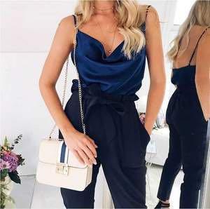 navy blue satin camisole
