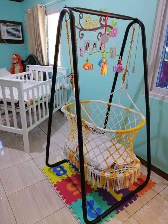 Duyan with metal stand (Category: Bathtub & Bath Accessories) located in San Fernando. Submitted by thehernansaizfamily (Listing ID 1011365143, Image 1). Description: with adult duyan also. hindi man ginamit ni baby. na stock lang.
