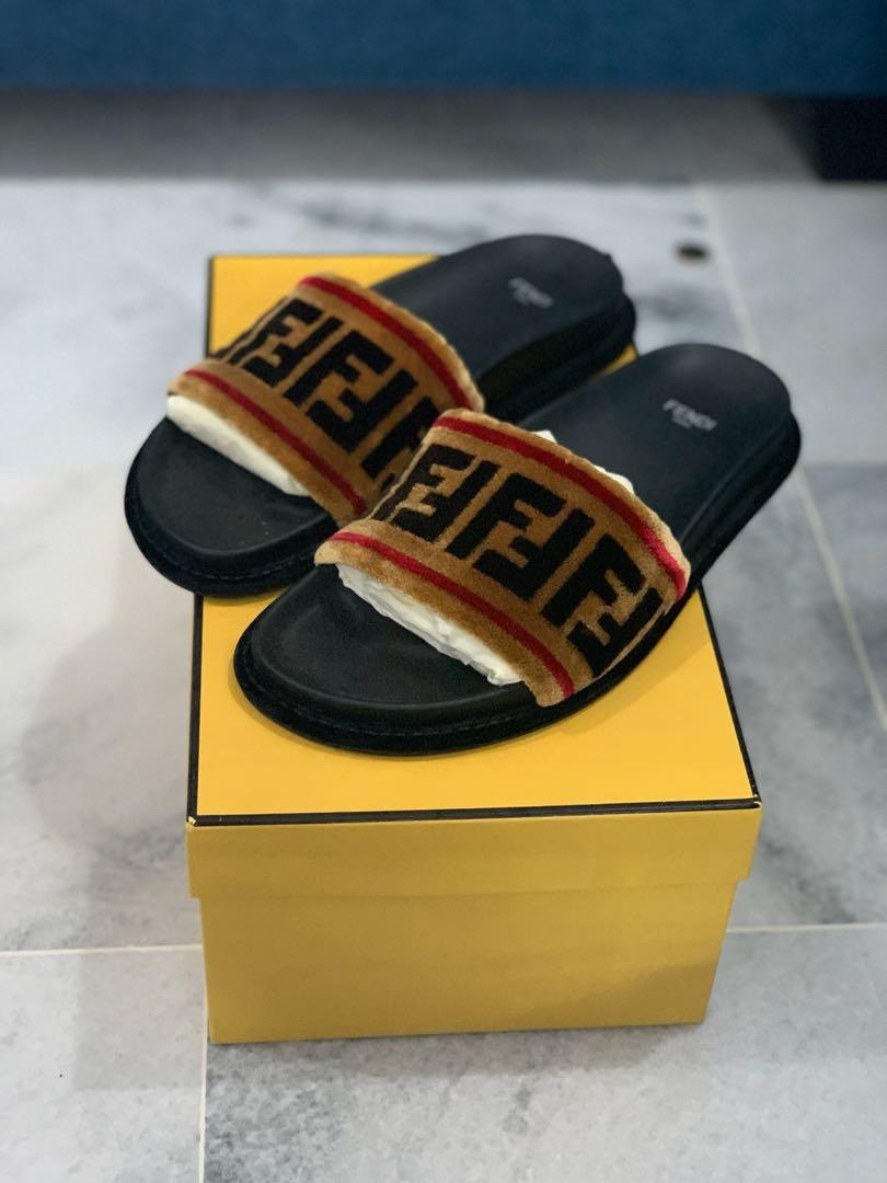 Fendi ff motif band slides Women s Fashion Footwear Flipflops