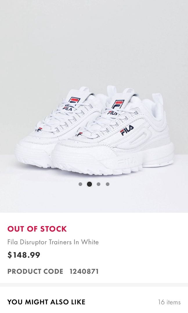 fila disruptor trainers white