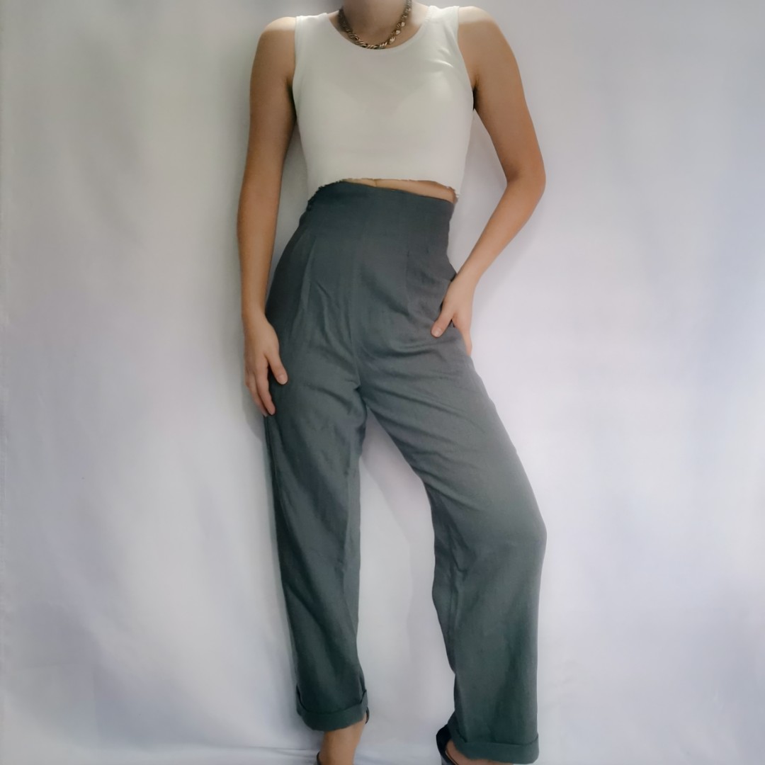 grey high waisted pants