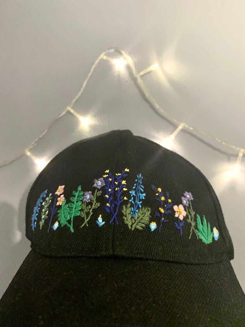 Hand-Embroidered Baseball Cap Black