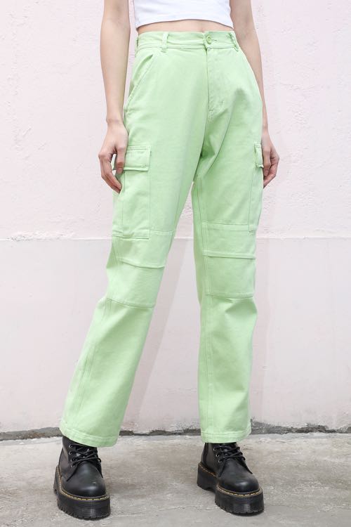 Cargo Pocket Pants In Lime Green - Dress Code