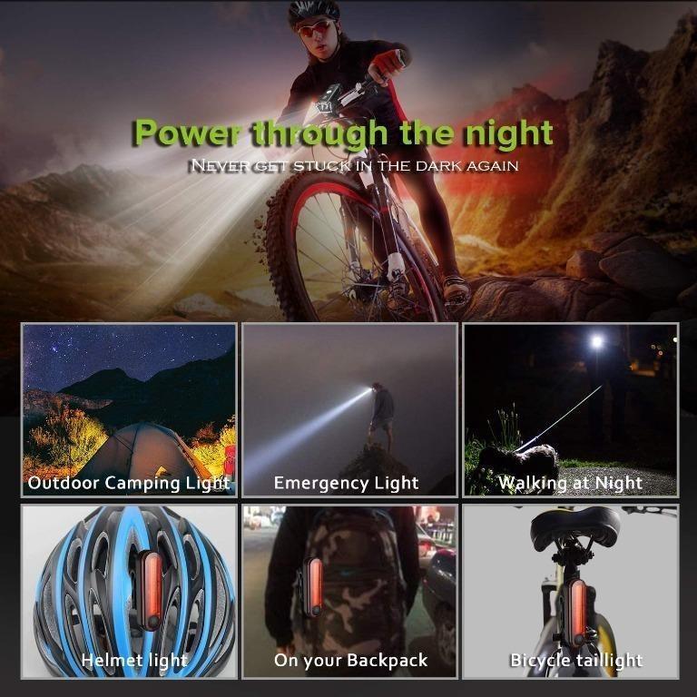 M1439 Degbit Bike Light Set Upgraded USB Rechargeable Bicycle Light Mountain Bike Light Water Resistant Led Cycle Lights Rechargeable Easy Mount USB Front Light Headlight Back Tail Light Sports Equipm...