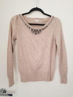 Monsoon Embellished blush pink sweater size S