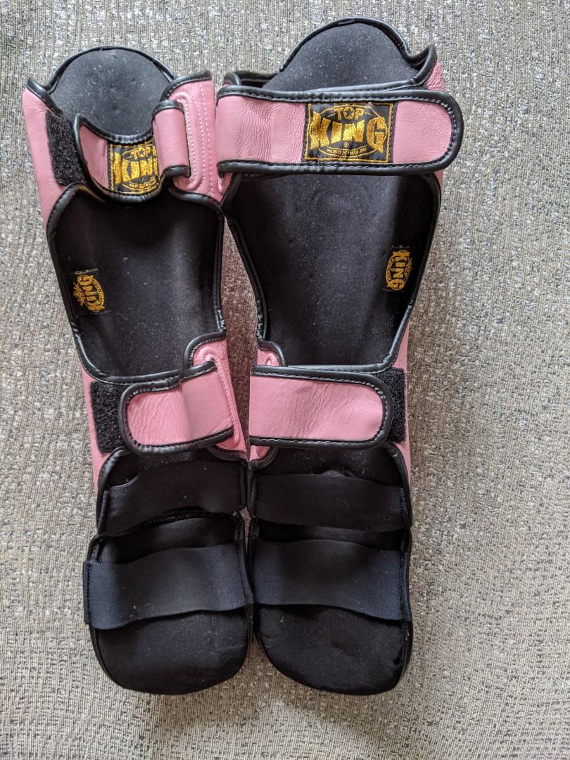 Muay Thai PINK Shin guards M sized genuine leather, Sports, Sports