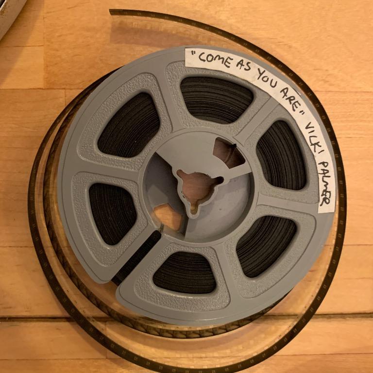 Vintage Scherer six film reels with cases, 8 mm, 400 long.