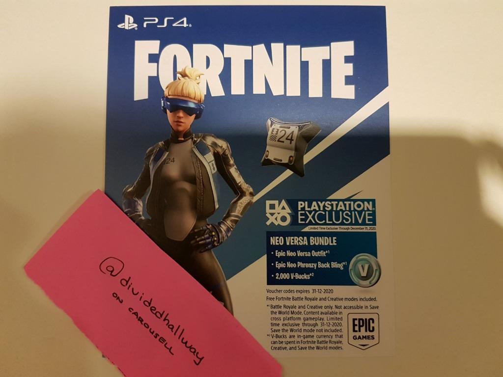 Ps4 Fortnite 2000 V Bucks Neo Versa Bundle Digital Code Video Gaming Video Games On Carousell