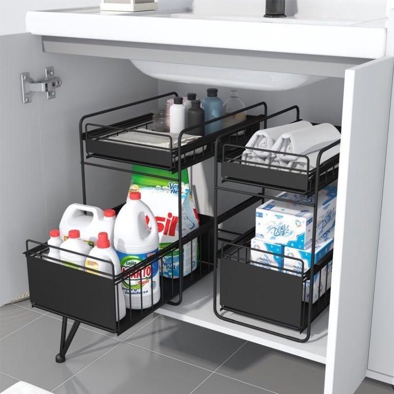 Pull Out Kitchen Rack Save Space Multifunctional Storage Rack Kitchen Spice Rack Under Sink Storage Shelf Bathroom Toiletries Cabinet Home Organizer Holder Home Appliances Kitchenware On Carousell