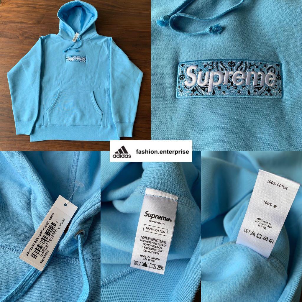 Buy Supreme Bandana Box Logo Hooded Sweatshirt 'Light Blue' - FW19SW23  LIGHT BLUE