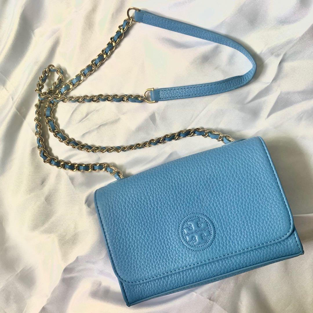 Tory Burch bombe shrunken shoulder bag montego blue Carousell
