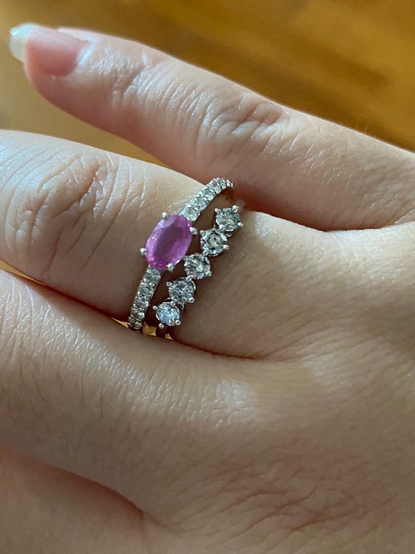 Twin stack rings (Category: Rings) located in Singapore. Submitted by luxemanic (Listing ID 1011256342, Image 1). Description: Beautiful stack rings! All earth mined diamonds Ring 1- 5 solitaires amounting to 0.36 carats. Hong Kong 🇭🇰 size 12 Ring 2- 0.15 carat pink solitaire and surrounding white diamonds ~0.3 carats. Hong Kong 🇭🇰 size 13 Need to have a slightly larger ring if you’re planning to add on more rings so diff sizes works Great va
