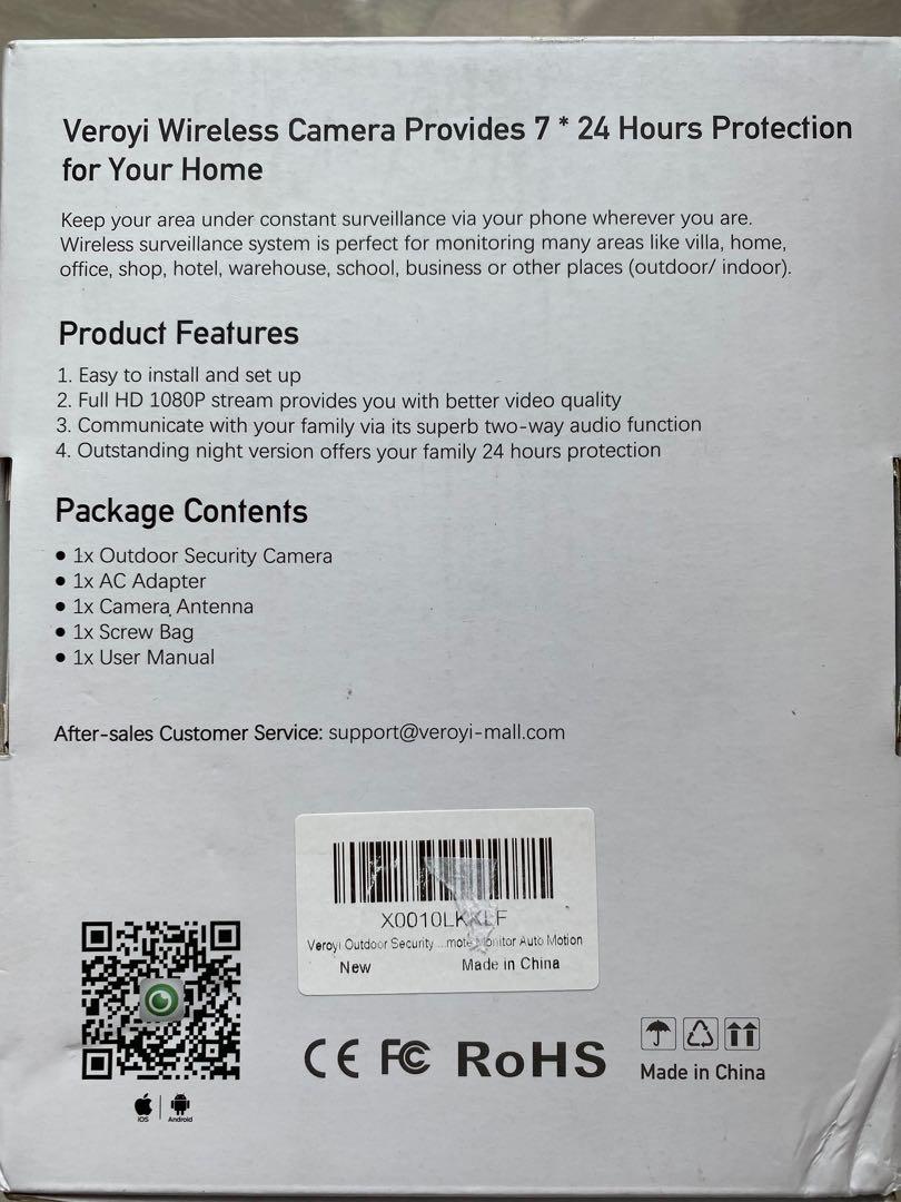 Veroyi outdoor security camera outlet manual