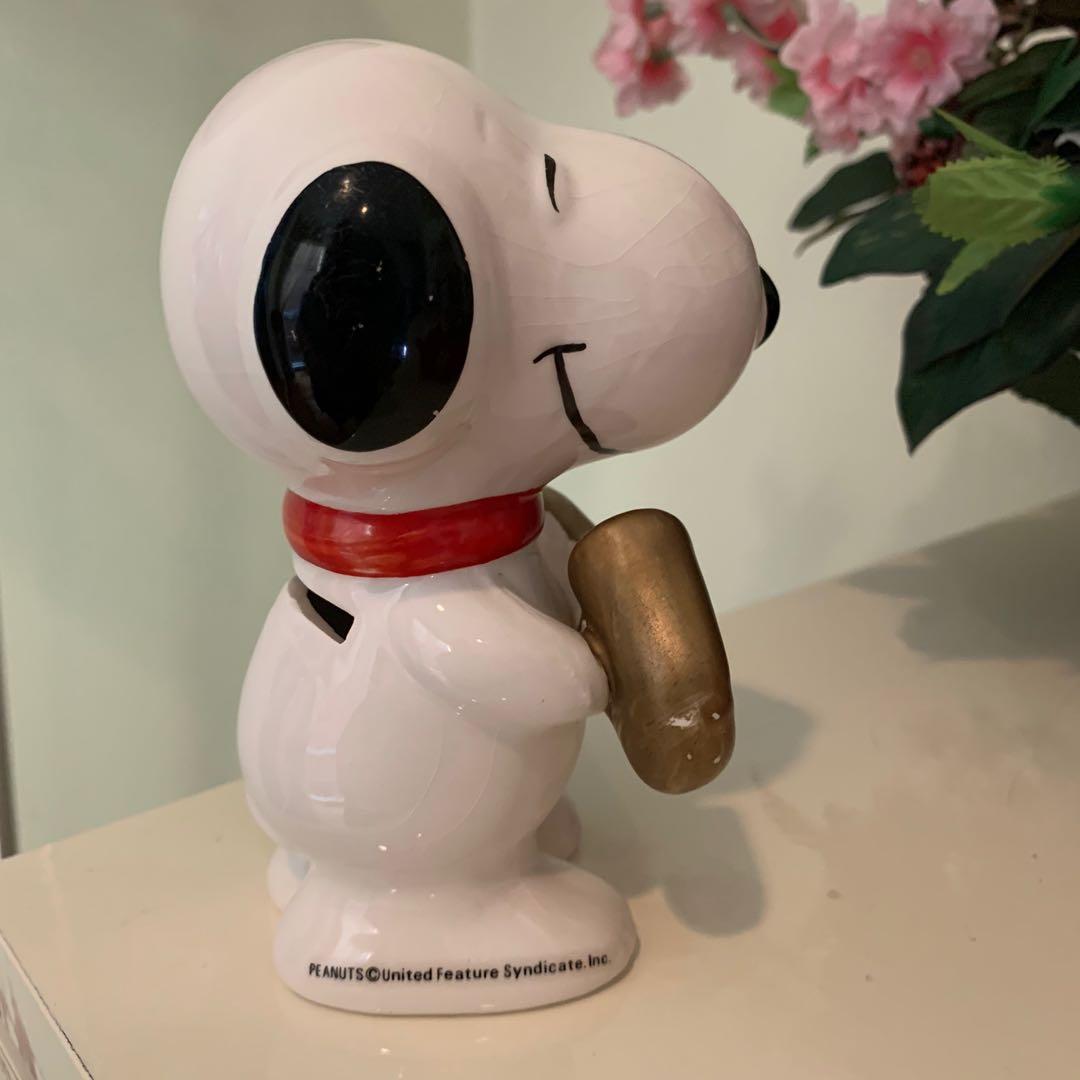 Sale: Vintage Snoopy with Saxophone: Porcelain Piggy Bank