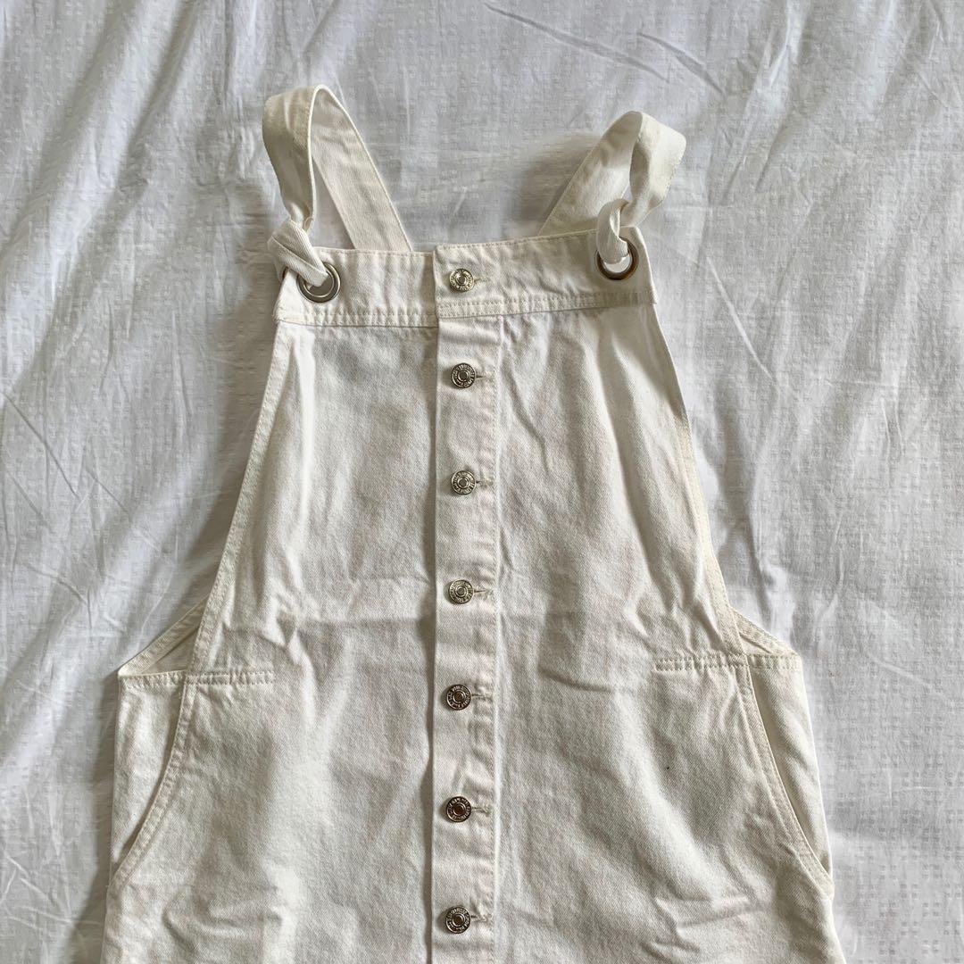 white denim overall skirt