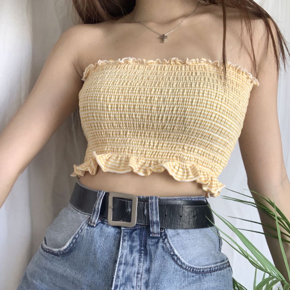 ruffle tube top with straps