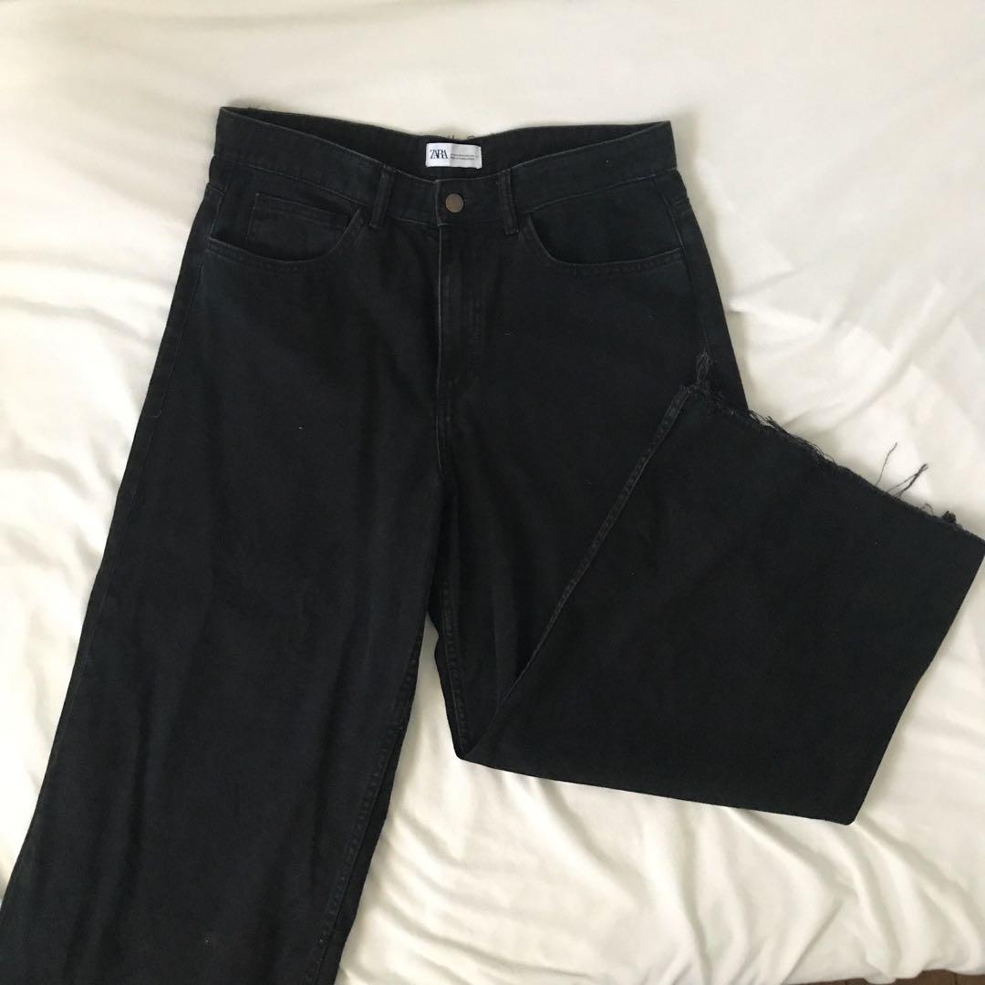 BNew Zara Wide Leg High Waisted Black 