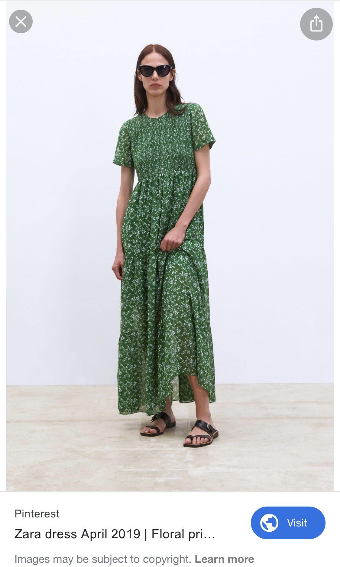 Zara green floral maxi dress xs, Women 