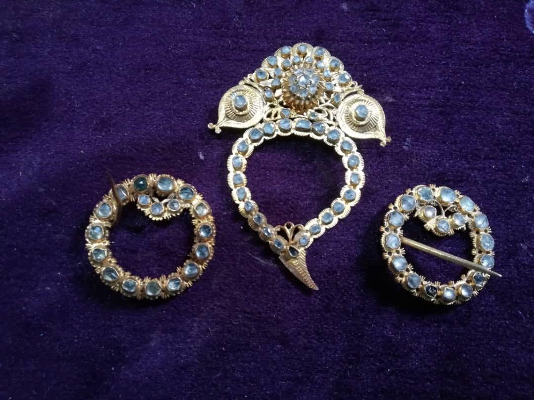 1910s Peranakan Silver Gold Plated Kerongsang Serong Vintage Collectibles Vintage Collectibles On Carousell