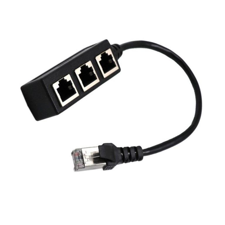 1 RJ45 Male To 3 Female LAN Port Network Splitter Ethernet Adapter ...