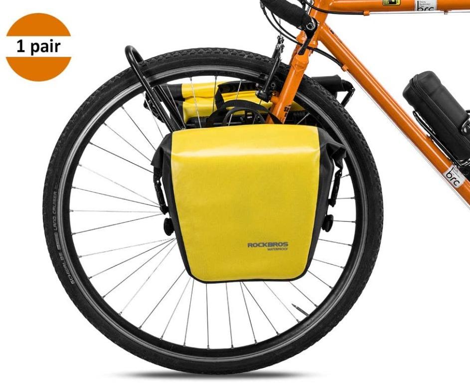 2 Two 2x Rock Bros Front Wheel Roller Panniers Bicycle Bike Storage Bags For Front Rack Bike Bag Durable Shelf Package With Carrying Handle Free Shoulder Strap For Touring Picnic Commuting