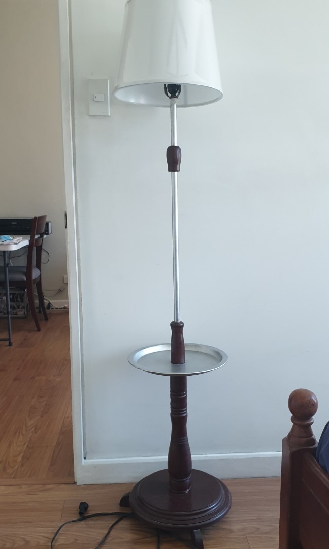 antique floor lamp with table