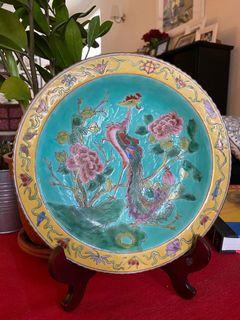 Antique Nyonya ware Plate w stand