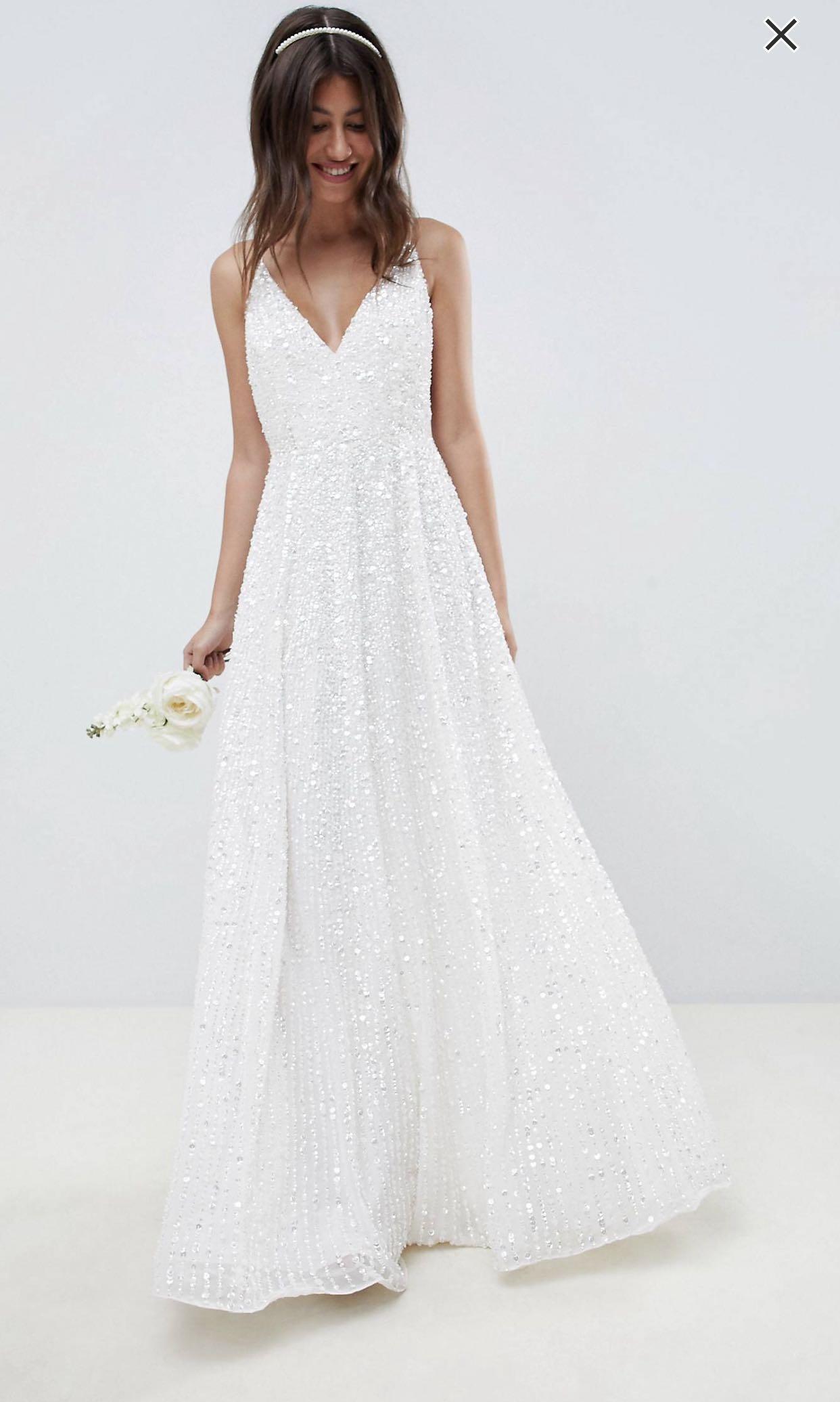 Sequin cami sales wedding dress