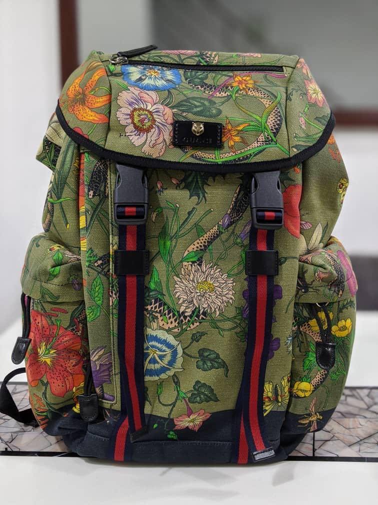 gucci snake print backpack