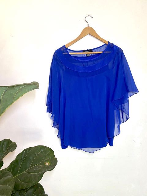 blue Adele & May blouse, Women's Fashion, Tops, Blouses on Carousell
